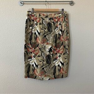 Vintage Christian Dior Floral Print Silk Pencil Skirt Sz:4